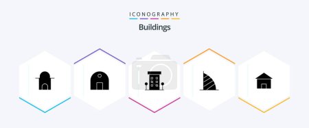 Illustration for Buildings 25 Glyph icon pack including uae monument. dubai. real estate. burj al arab. shops - Royalty Free Image