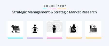 Téléchargez les illustrations : Strategic Management And Strategic Market Research Glyph 5 Icon Pack Including loan. dollar. man. money. goal. Creative Icons Design - en licence libre de droit