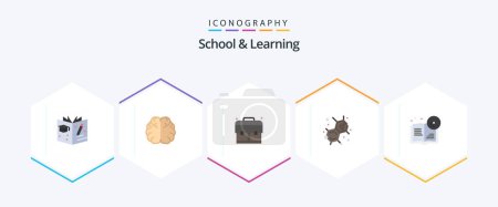 Illustration for School And Learning 25 Flat icon pack including . education. education. bookmark. lab - Royalty Free Image