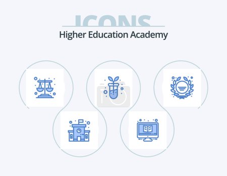 Ilustración de Academy Blue Icon Pack 5 Icon Design. school logo. badge. balance. award. biology - Imagen libre de derechos