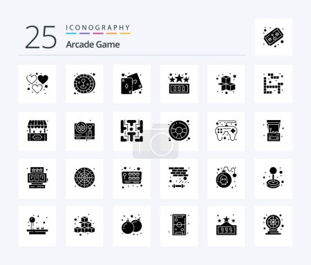 Ilustración de Arcade 25 Solid Glyph icon pack including game. cubes. fun. play. fun - Imagen libre de derechos