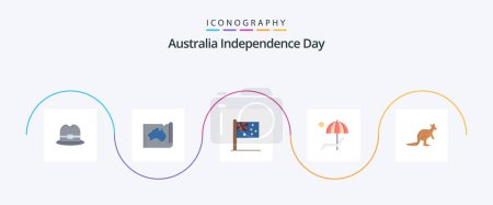 Illustration for Australia Independence Day Flat 5 Icon Pack Including summer. bench. travel. umbrella. nation - Royalty Free Image