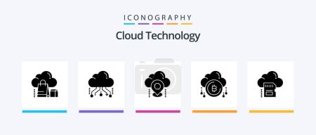 Ilustración de Cloud Technology Glyph 5 Icon Pack Including bit. cloud. network. gps. cloud. Creative Icons Design - Imagen libre de derechos