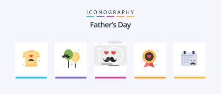 Téléchargez les illustrations : Fathers Day Flat 5 Icon Pack Including calender. fathers day. celebrate. father. badge. Creative Icons Design - en licence libre de droit