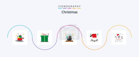 Ilustración de Christmas Flat 5 Icon Pack Including santa-claus. claus. shopping. christmas. globe - Imagen libre de derechos