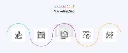 Illustration for Marketing Seo Line 5 Icon Pack Including campaign. mail list. design. settings. email - Royalty Free Image