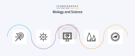 Illustration for Biology Line 5 Icon Pack Including . pulse. monitor. heart. lab - Royalty Free Image
