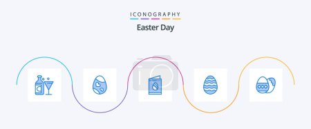 Téléchargez les illustrations : Easter Blue 5 Icon Pack Including easter egg. easter egg. heart. easter. wedding - en licence libre de droit