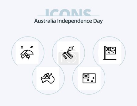 Illustration for Australia Independence Day Line Icon Pack 5 Icon Design. plant. tv tower. enjoy. tower. building - Royalty Free Image