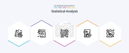 Illustration for Statistical Analysis 25 Line icon pack including . gear. business productivity report. chart. analysis - Royalty Free Image