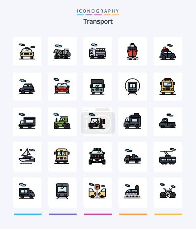 Illustration for Creative Transport 25 Line FIlled icon pack  Such As cortege. truck. transport. transport. vehicle - Royalty Free Image