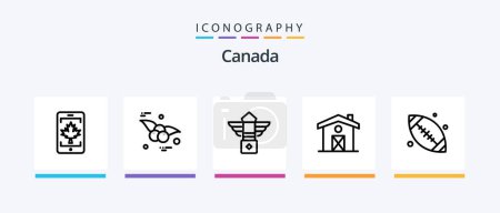Téléchargez les illustrations : Canada Line 5 Icon Pack Including log. canada. education. cup. bottle. Creative Icons Design - en licence libre de droit