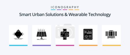 Ilustración de Smart Urban Solutions And Wearable Technology Glyph 5 Icon Pack Including heart. monitoring. technology. photo. digital. Creative Icons Design - Imagen libre de derechos