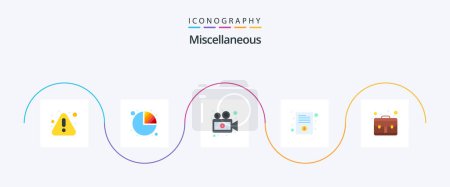 Illustration for Miscellaneous Flat 5 Icon Pack Including career. camera. receipt. bill - Royalty Free Image