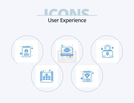 Téléchargez les illustrations : User Experience Blue Icon Pack 5 Icon Design. lock. view. business. eye. computer - en licence libre de droit