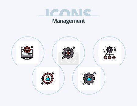Téléchargez les illustrations : Management Line Filled Icon Pack 5 Icon Design. target. business. document. time. corporate - en licence libre de droit