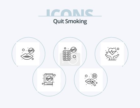 Ilustración de Quit Smoking Line Icon Pack 5 Icon Design. car. no. clinic. healthcare. not allowed - Imagen libre de derechos