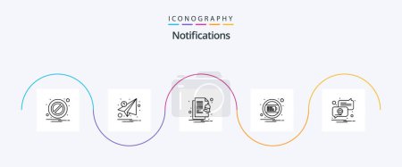 Illustration for Notifications Line 5 Icon Pack Including notification. notification. alert. interface. battery - Royalty Free Image