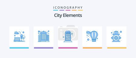 Illustration for City Elements Blue 5 Icon Pack Including life. control. box. city. balloon. Creative Icons Design - Royalty Free Image