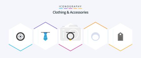 Illustration for Clothing and Accessories 25 Flat icon pack including label. clothing. fashion. clothes. fashion - Royalty Free Image