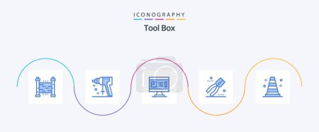 Illustration for Tools Blue 5 Icon Pack Including construction. pliers. architecture. pincers. planning - Royalty Free Image