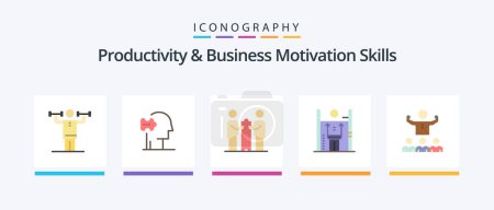 Ilustración de Productivity And Business Motivation Skills Flat 5 Icon Pack Including improvement. growth. solutions. performance. partners. Creative Icons Design - Imagen libre de derechos