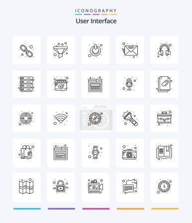 Illustration for Creative User Interface 25 OutLine icon pack  Such As support. headset. off. message. email - Royalty Free Image