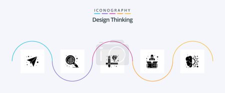 Illustration for Design Thinking Glyph 5 Icon Pack Including thinking. gear. design. design. up - Royalty Free Image