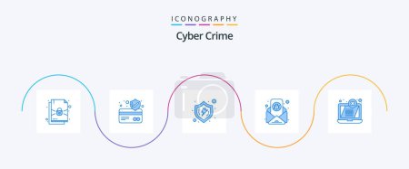 Téléchargez les illustrations : Cyber Crime Blue 5 Icon Pack Including error. secure. letter. email - en licence libre de droit