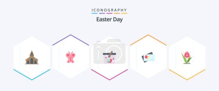 Illustration for Easter 25 Flat icon pack including grass. easter. nature. egg. easter - Royalty Free Image