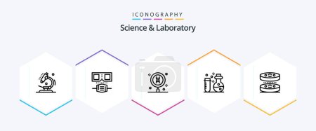 Téléchargez les illustrations : Science 25 Line icon pack including biology. science. dna. laboratory. chemistry - en licence libre de droit