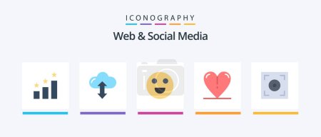 Ilustración de Web And Social Media Flat 5 Icon Pack Including . video. face. camera. spring. Creative Icons Design - Imagen libre de derechos