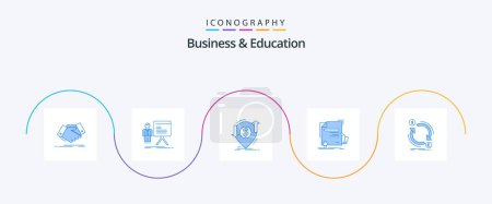 Téléchargez les illustrations : Business And Education Blue 5 Icon Pack Including education. certificate. graph. transfer. money - en licence libre de droit