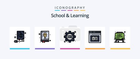 Ilustración de School And Learning Line Filled 5 Icon Pack Including . cd. education. study. books. Creative Icons Design - Imagen libre de derechos
