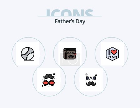 Illustration for Fathers Day Line Filled Icon Pack 5 Icon Design. . father. celebrate. tie. bow - Royalty Free Image