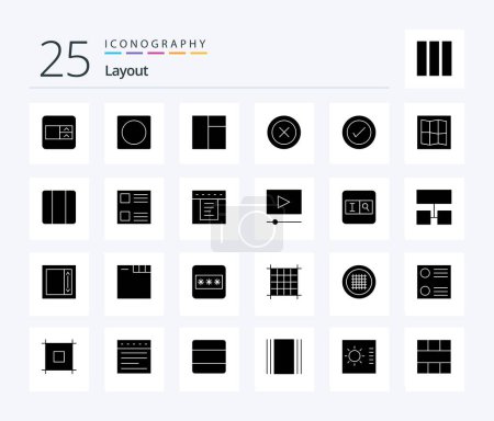 Ilustración de Layout 25 Solid Glyph icon pack including horizontal. distribute. layout. map. wireframe - Imagen libre de derechos