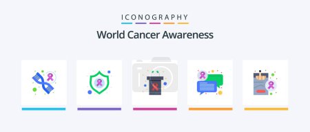 Illustration for World Cancer Awareness Flat 5 Icon Pack Including smoking. health. presentation. cigarette. communication. Creative Icons Design - Royalty Free Image