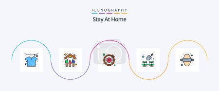 Ilustración de Stay At Home Line Filled Flat 5 Icon Pack Including . pin. leisure. kitchen. plant - Imagen libre de derechos
