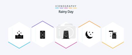 Ilustración de Rainy 25 Glyph icon pack including temperature. tablet. signal. weather. moon - Imagen libre de derechos