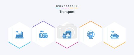 Illustration for Transport 25 Blue icon pack including . shipping. people. delivery. tramway - Royalty Free Image
