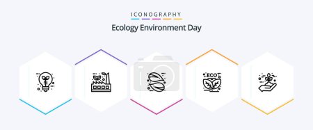 Illustration for Ecology 25 Line icon pack including green. energy. factory. leaf. nature - Royalty Free Image