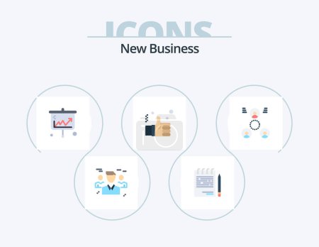 Ilustración de New Business Flat Icon Pack 5 Icon Design. hand. business. list. economics. banking - Imagen libre de derechos