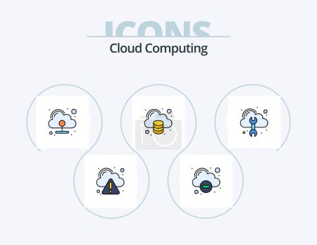 Téléchargez les illustrations : Cloud Computing Line Filled Icon Pack 5 Icon Design. error. android. storage. cloud - en licence libre de droit