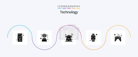 Ilustración de Technology Glyph 5 Icon Pack Including watch. smart. network. love. wifi - Imagen libre de derechos