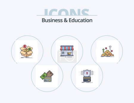 Ilustración de Business And Education Line Filled Icon Pack 5 Icon Design. dollar. money. knight. mission. ship - Imagen libre de derechos