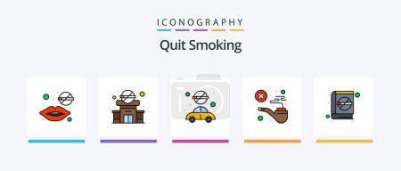 Illustration for Quit Smoking Line Filled 5 Icon Pack Including care. healthcare. cigarette. smoking. out. Creative Icons Design - Royalty Free Image