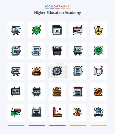 Téléchargez les illustrations : Creative Academy 25 Line FIlled icon pack  Such As idea. education. online. study. schedule - en licence libre de droit