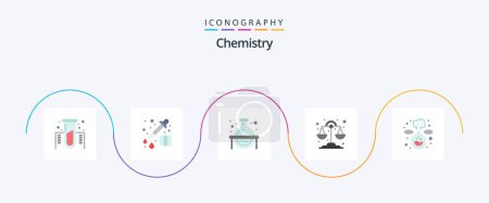 Téléchargez les illustrations : Chemistry Flat 5 Icon Pack Including . experiment. flask. chemistry. libra - en licence libre de droit