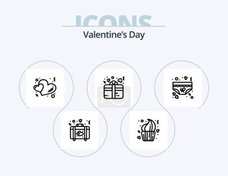Téléchargez les illustrations : Valentines Day Line Icon Pack 5 Icon Design. string. light. clothing. lamp. romance - en licence libre de droit