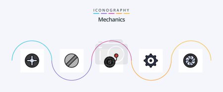 Illustration for Mechanics Line Filled Flat 5 Icon Pack Including . gear. repair - Royalty Free Image